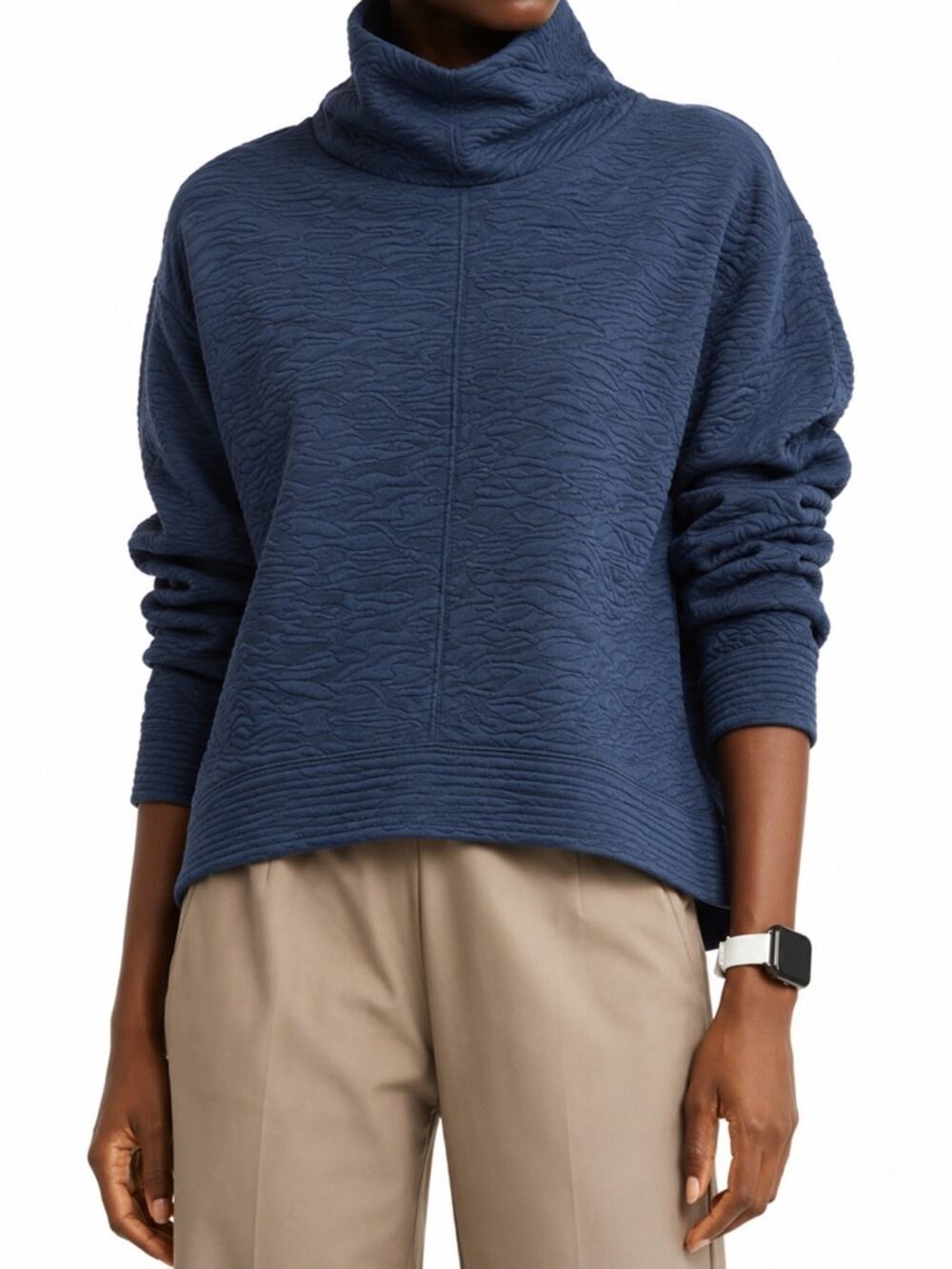 Zella Carey Ridge Funnel Neck Pullover Royal Blue, Thumb Holes, L